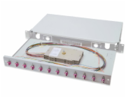 Digitus Fiber Optic Sliding Splice Box, 1U, Equipped 12x LC duplex, incl. M 25 Screw, Splice Cassette Color Pigtails OM4, Adapter