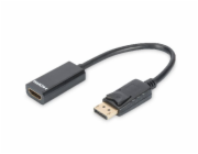 Digitus DisplayPort adapter cable, DP - HDMI type A M/F, 0.15m,w/interlock, DP 1.1a compatible, CE, bl