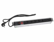 19" napájecí panel OC 5x230V+2xIEC 2m PPO SW Black