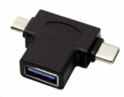 Adaptér USB3.0 female na dva konektory USB 3.1 C/male + micro USB B/male