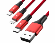 UNITEK C4049RD USB kabel 1,2 m USB A USB C/Micro-USB B/Svítivě červený