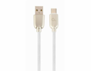 GEMBIRD Kabel USB 2.0 AM na Type-C kabel (AM/CM), 1m, pogumovaný, bílý, blister, PREMIUM QUALITY