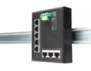 Digitus Průmyslový 8portový plochý přepínač 5 portů, DIN lišta, prodloužená rozsah teploty