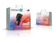 CONNECT IT InCarz PD+QUICK CHARGE 3.0 nabíječka do auta, 1x USB-A + 1x USB-C, 3 A, carbon