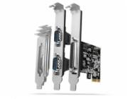AXAGON PCEA-PSN, PCIe řadič - 1x paralelní (LPT) + 2x sériový port (RS232) 250 kbps, vč. LP