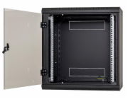Nástěnný rack jednodílný 12U (š)600x(h)595 perforované dveře černý