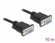 Delock Sériový kabel rozhraní RS-232 Sub-D9, ze zásuvkového na zásuvkový, délky 10 m, null modem