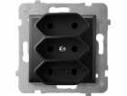Ospel ARIA Trojitá EURO zásuvka černá metalíza GP-3U / m ...