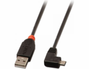 Lindy USB kabel USB A -> Micro USB B úhlový, (M/M), černý, 1m (31976)