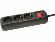 LOGILINK LPS206B LOGILINK - Napájecí lišta 3 zásuvky s vypínačem, 1.4m, černá