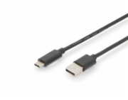 Digitus USB 2.0 Anschlusskabel USB-A > USB-C (schwarz, 3 Meter, PD, Laden mit bis zu 15 Watt)