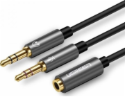 AV adaptér Ugreen Jack 3,5 mm - Jack 3,5 mm x 2 šedý (UGR233)