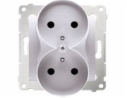 Kontaktní - Simon Simon54 Socket Double Z/U 16A IP20 se stříbrným clonou - DGZ2MZ.01/43