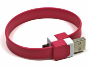 USB kabel Logo microUSB poutko na zápěstí, růžové