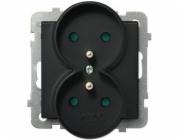 Ospel Sonata dvouzásuvka s uzemněním a žaluziemi, černá metalíza (GP-2RRZP/m/33)