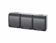 Instalační trojzásuvka Galatea 5323-07 IP44 antracit