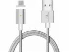 USB kabel Maclean USB A -&gt; Micro USB, stříbrný, 1m (MC...