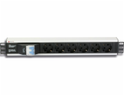 Techly Power strip 19 1.5U, 250V, 16A, 6x Schuko, 3m, instalační vypínač (023233)