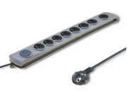 Napájecí lišta Qoltec Swift přepěťová ochrana 8 zásuvek 3 m šedá (50168)