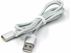 Red Fighter USB-A USB kabel – magnetický 1 m stříbrný