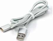 Red Fighter USB-A USB kabel – magnetický 1 m stříbrný