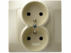 Ospel Double Diamond zásuvka s uzemněním, ecru pearl (GP-...