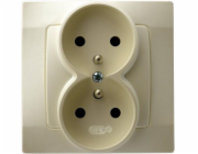 Ospel Double Diamond zásuvka s uzemněním, ecru pearl (GP-2SZ/42)