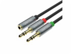 Unitek Jack 3,5mm - Jack 3,5mm x2 kabel 0,2m stříbrný (Y-...