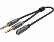 Unitek Jack 3,5mm - Jack 3,5mm x2 kabel 0,2m stříbrný (Y-C957ABK)