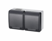 Instalační dvojzásuvka Hermes 0322-07 IP44 antracit