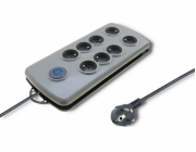 Napájecí lišta Qoltec Swift přepěťová ochrana 8 zásuvek 2,5 m šedá (50162)