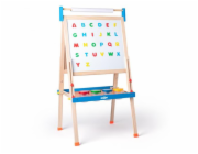 Tabule Woody "ABC" s písmeny, s rolí papíru a kelímky