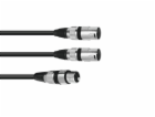 Kabel XFMM-30 XLR samice - 2x XLR samec, 3 m