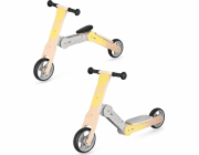 Spokey WOO-RIDE MULTI Dřevěné dětské odrážedlo a koloběžka v jednom, žluté