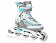 Spokey PRIME PRO Kolečkové brusle, bílo-tyrkysové, ABEC9 Carbon, vel. 41