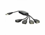 Akyga adaptér Hub USB 2.0 4-port/ABS/cerná/15cm