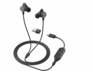 Logitech Zone Wired Earbuds - Náhlavní souprava - špuntová sluchátka - kabelové - 3.5 mm jack - izolace zvuku - grafit - Optimalizováno pro UC