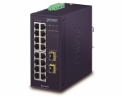 Planet IGS-1820TF Průmyslový Switch 16x1Gb, 2xSFP, dual 12-48VDC/24VAC, -40~+75°C, fanless