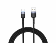 Tellur datový kabel USB to Type-C LED nylonový pletený 1,2 m černý