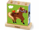 Dřevěné puzzle kostky na stojánku Viga Farma