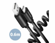 AXAGON BUCM-AM10TB, TWISTER kabel USB-C <-> USB-A, 0.6m, USB 2.0, 3A, ALU, tpe, černý
