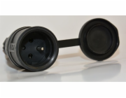 Instalační zásuvka s víčkemTaurus2 PC-2411-srw, přímá, pogumovaná, černá