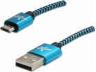 USB kabel Logo USB-A - microUSB 2 m Černomodrý