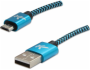 USB kabel Logo USB-A - microUSB 2 m Černomodrý