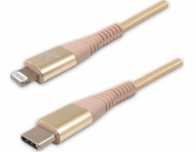 USB USB kabel USB kabel (2.0), USB C M - Apple Lightning C94 M, 2M, MFI Certification, 5V/3A, zlato, Logo, Box, Nylon Braid, hliníkový kryt s