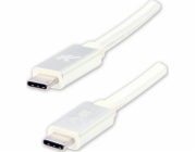 Kabel USB kabel USB kabel (3.2 Gen 1), USB C M - USB C M, 1M, 5 GB/S, 5V/3A, bílé, logo, krabice, nylonový cop, kryt hliníku konektoru