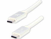 Kabel USB kabel USB kabel (3.2 Gen 1), USB C M - USB C M, 2M, 5 GB/S, 5V/3A, bílé, logo, krabice, nylonový cop, spojovací kryt hliníku