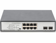 DIGITUS 8 Port Gigabit Switch 8xRJ45 (6xPoE)+ 2G SFP 180W Support 802.3 af/at/bt standard