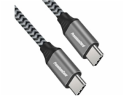 PREMIUMCORD Kabel USB-C M/M, 100W 20V/5A 480Mbps bavlněný oplet, 0,5m