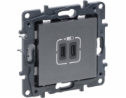 Legrand USB-C nabíječka Legrand Niloe Step 863439 dvojitá 2xUSB typ C 3A ocel
